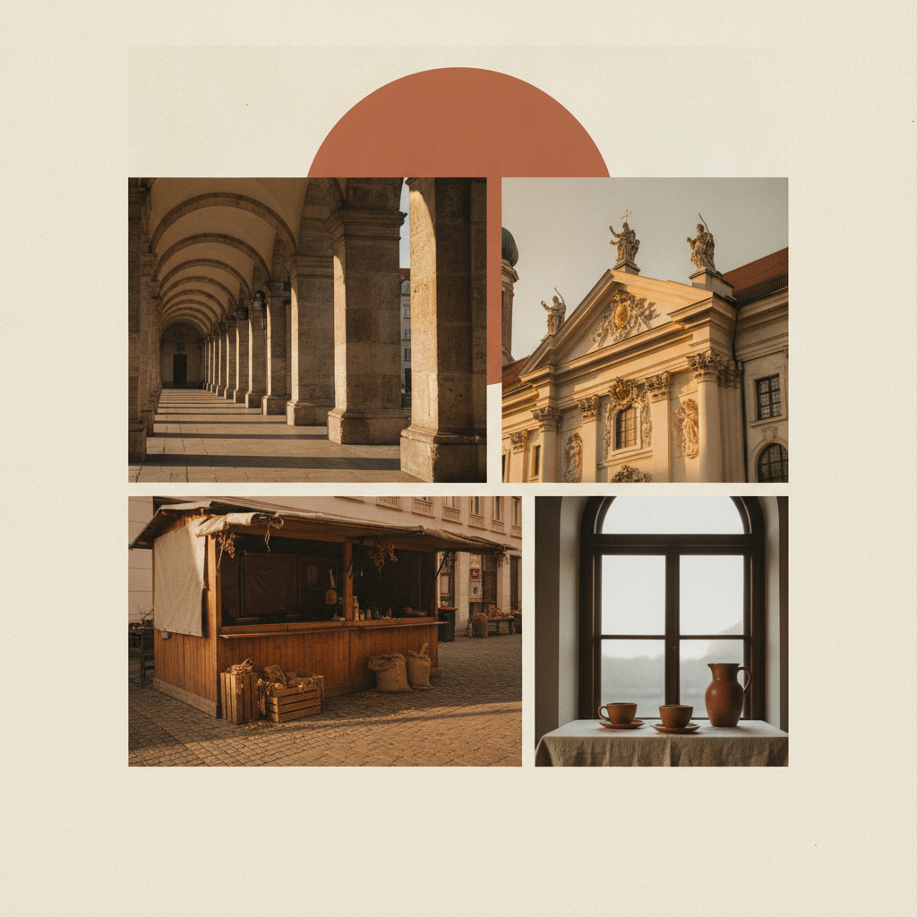Moodboard: München im Spätlicht, Creme und Terrakotta